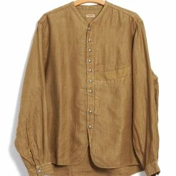 KAPITAL PENNY SHIRT | Gauze Linen Herringbone Shirt | Gold