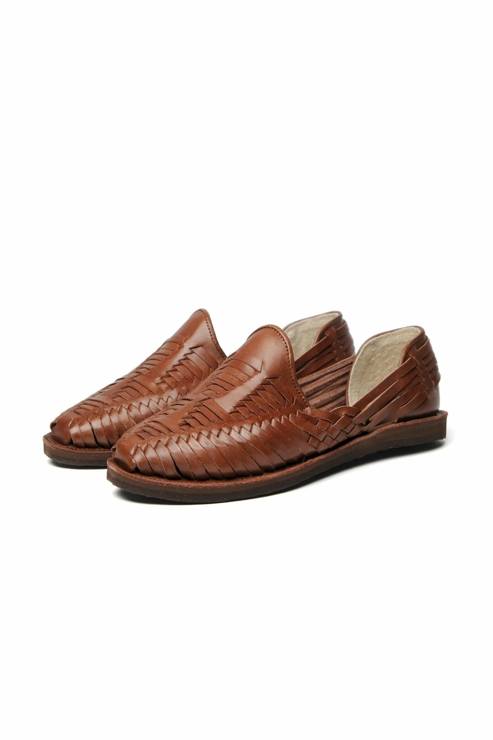 Chamula Cancun Leather Huarache | Slip On Vegetable Tanned Sandals | Brown 2 - Image 2
