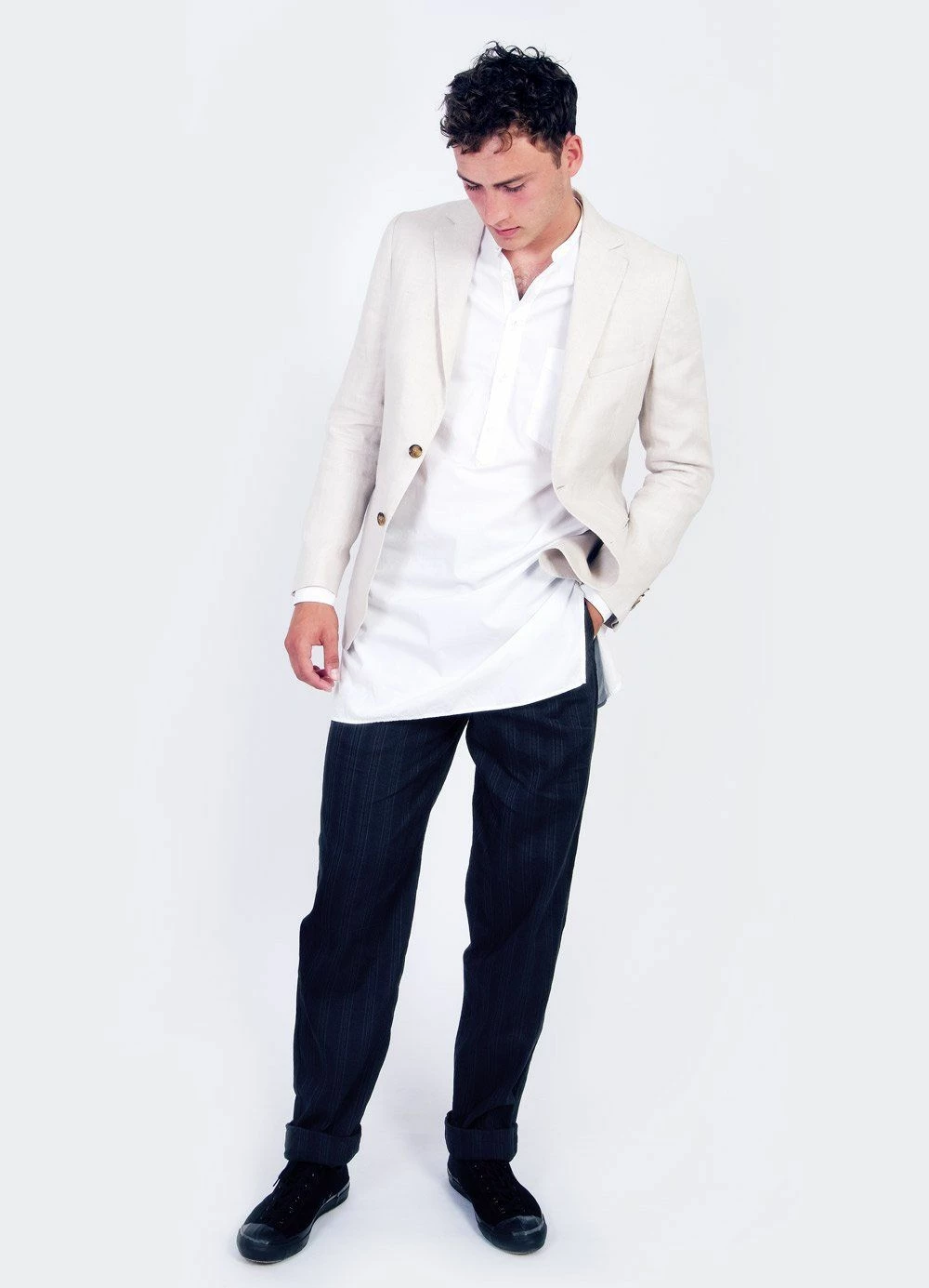 HANSEN GARMENTS CHRISTIAN | Formal 2 Button Blazer | Ecru - Image 4