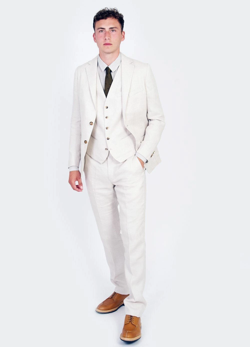 HANSEN GARMENTS DAN | Formal Suit Waistcoat | Ecru - Image 3