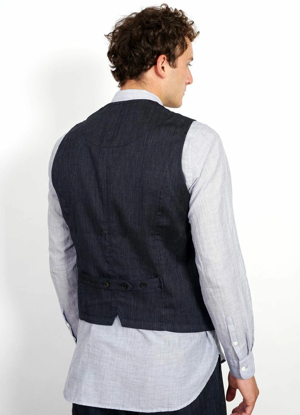 HANSEN GARMENTS DANIEL | Four Button Waistcoat | Navy Melange - Image 3