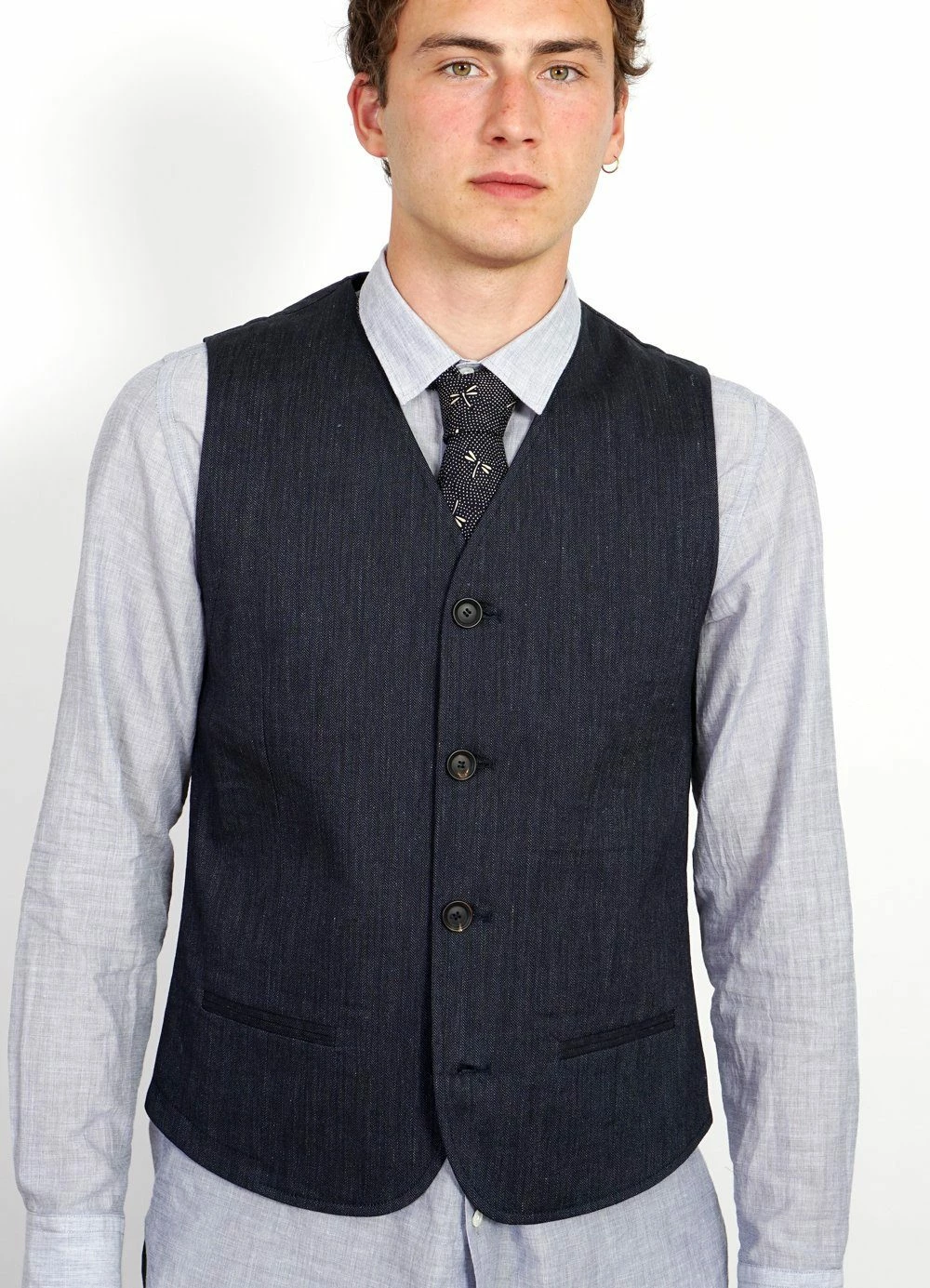 HANSEN GARMENTS DANIEL | Four Button Waistcoat | Navy Melange - Image 2