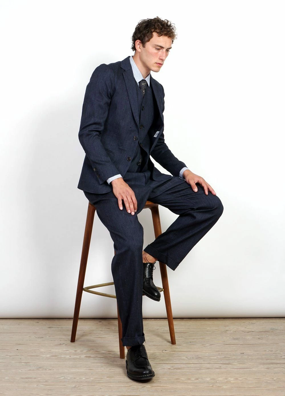 HANSEN GARMENTS DANIEL | Four Button Waistcoat | Navy Melange - Image 6