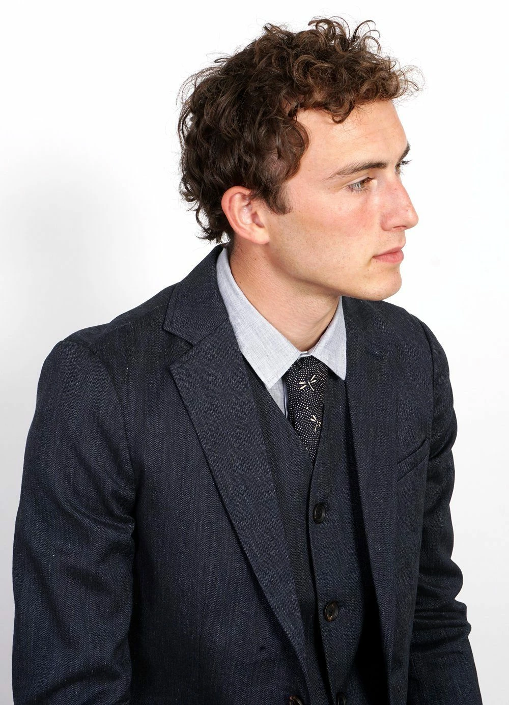 HANSEN GARMENTS DANIEL | Four Button Waistcoat | Navy Melange - Image 4