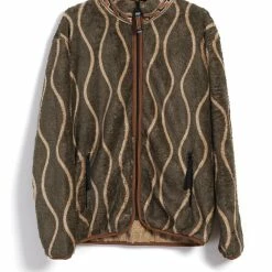 KAPITAL DRUNK STRIPE | Fleece Jacket | Khaki