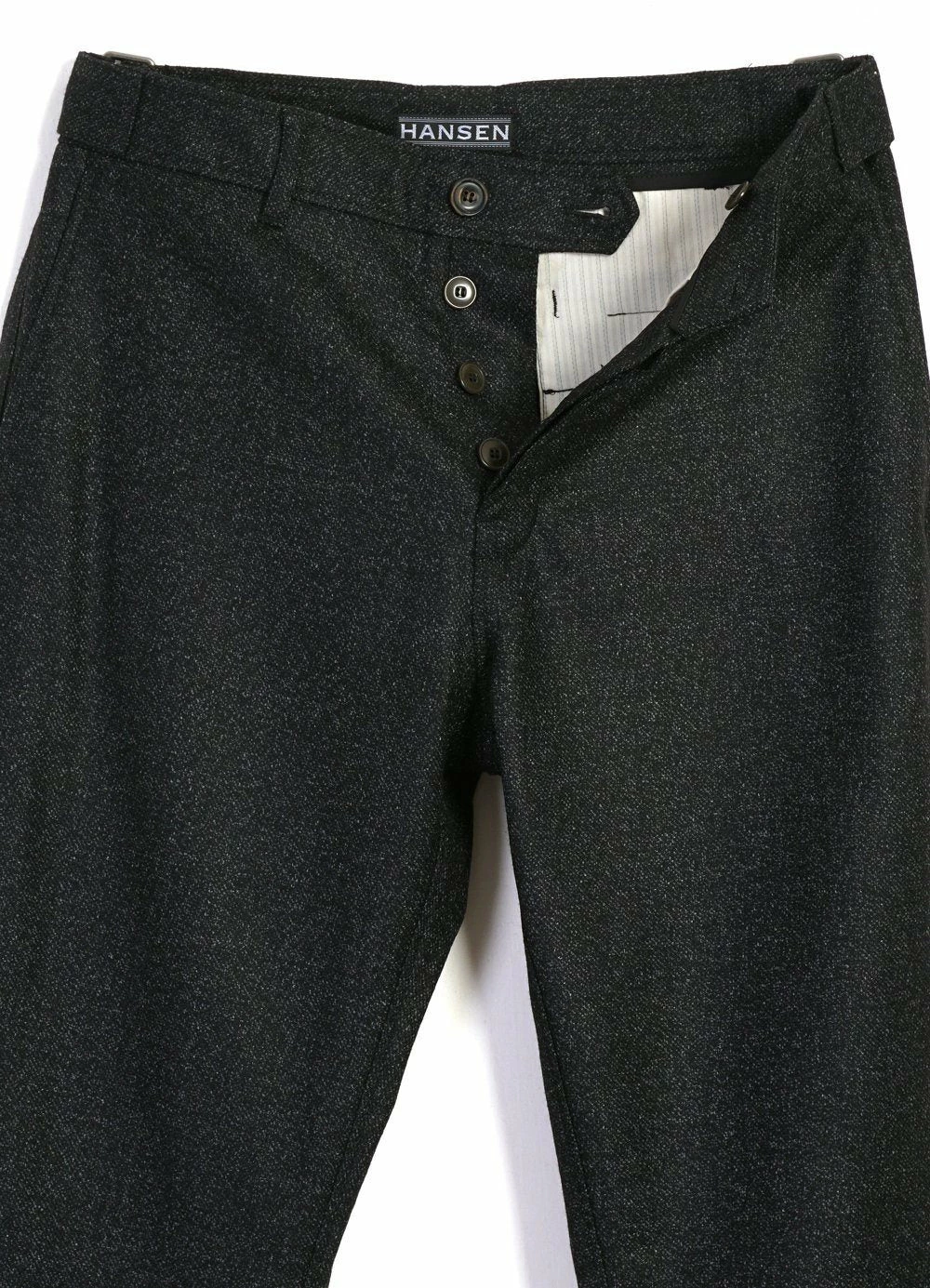HANSEN GARMENTS FINN | Side Buckle Regular Trousers | Black Marble - Image 5