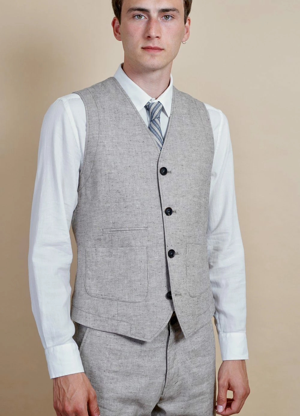 HANSEN GARMENTS HALFDAN | Classic Waistcoat | Beach - Image 3
