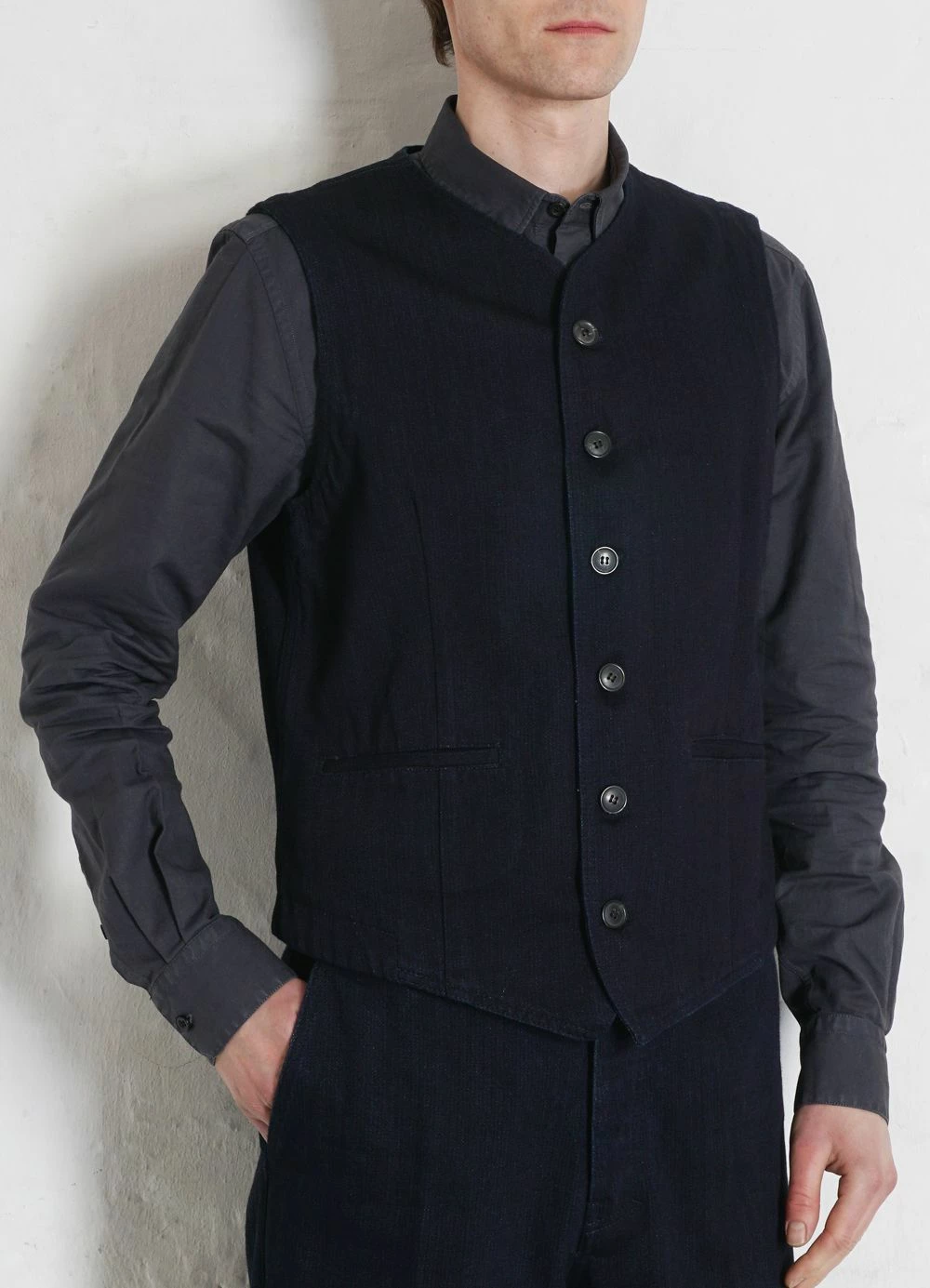 HANSEN GARMENTS KAJ | Casual Waistcoat | Black Indigo - Image 2