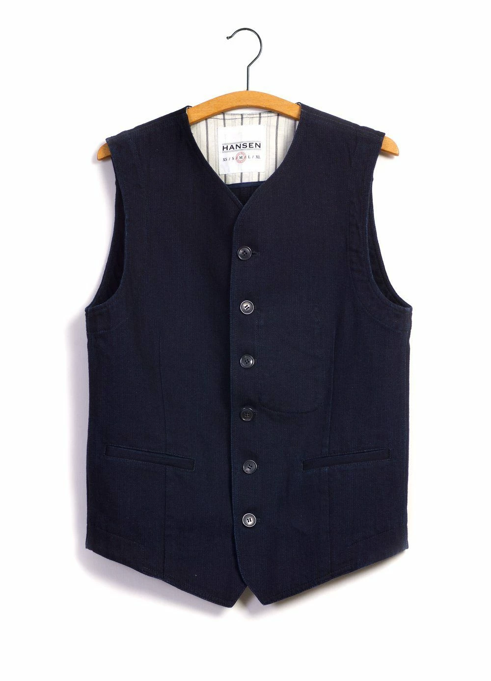 HANSEN GARMENTS KAJ | Casual Waistcoat | Black Indigo