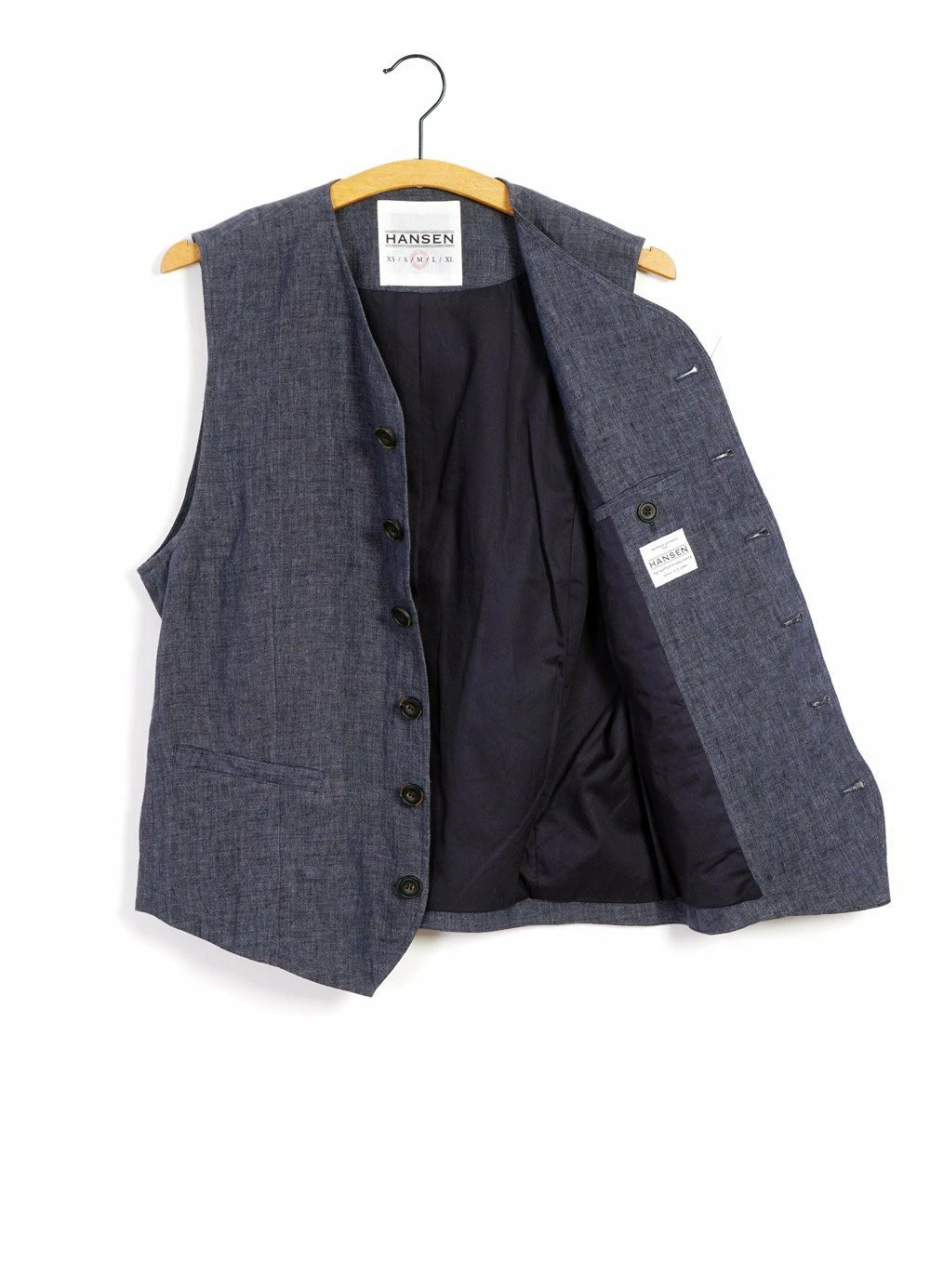 HANSEN GARMENTS KALLE | Casual Classic Vest | Blue Delave - Image 4