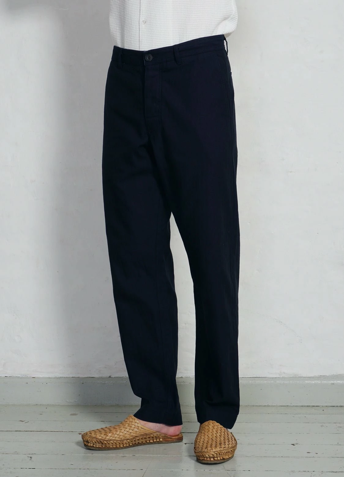 HANSEN GARMENTS KEN | Wide Cut Trousers | Indigo Herringbone - Image 2