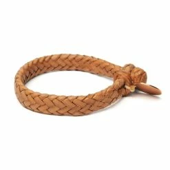 Chamula Leather Bracelet | Wide Flat Weave | Tan 1