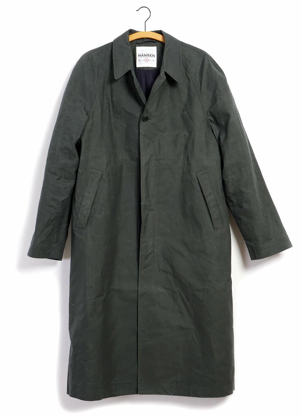 HANSEN GARMENTS MORTEN | Long Windbreaker Coat | Dark Sage