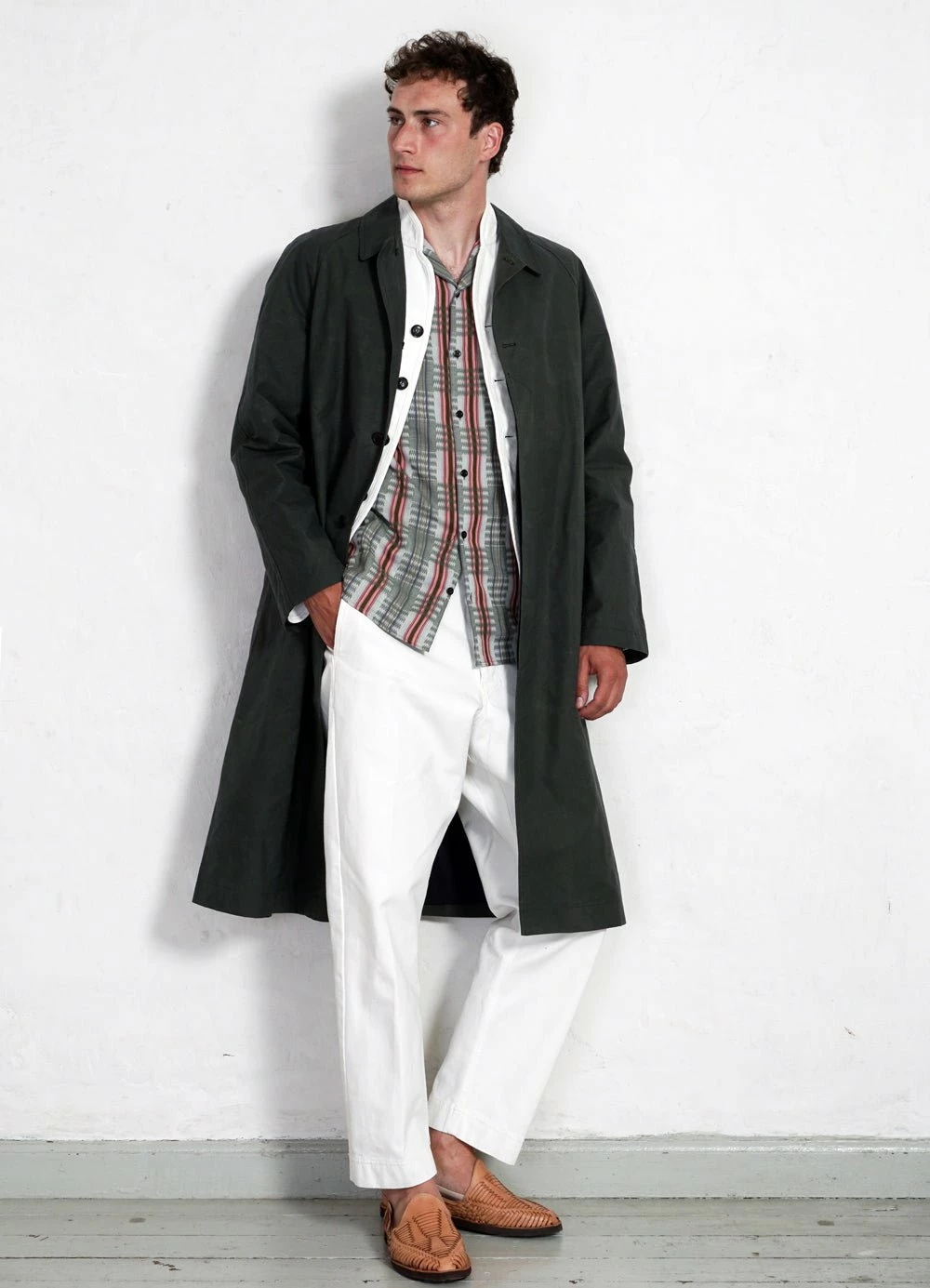 HANSEN GARMENTS MORTEN | Long Windbreaker Coat | Dark Sage - Image 2