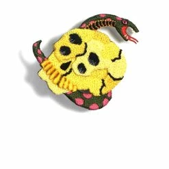 KAPITAL RAIN SKULL | 3D Embroidered Pin Badge | Yellow