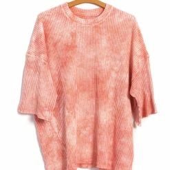 Monitaly TIE DYE T-SHIRT | Enzyme & Silicon Washed Thermal Crewneck | Pink