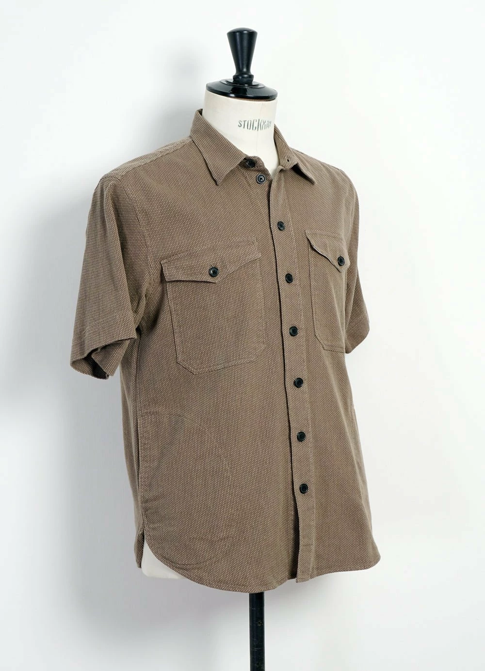 HANSEN GARMENTS VILLY | Short Sleeve Shirt | Khaki Sashiko - Image 3