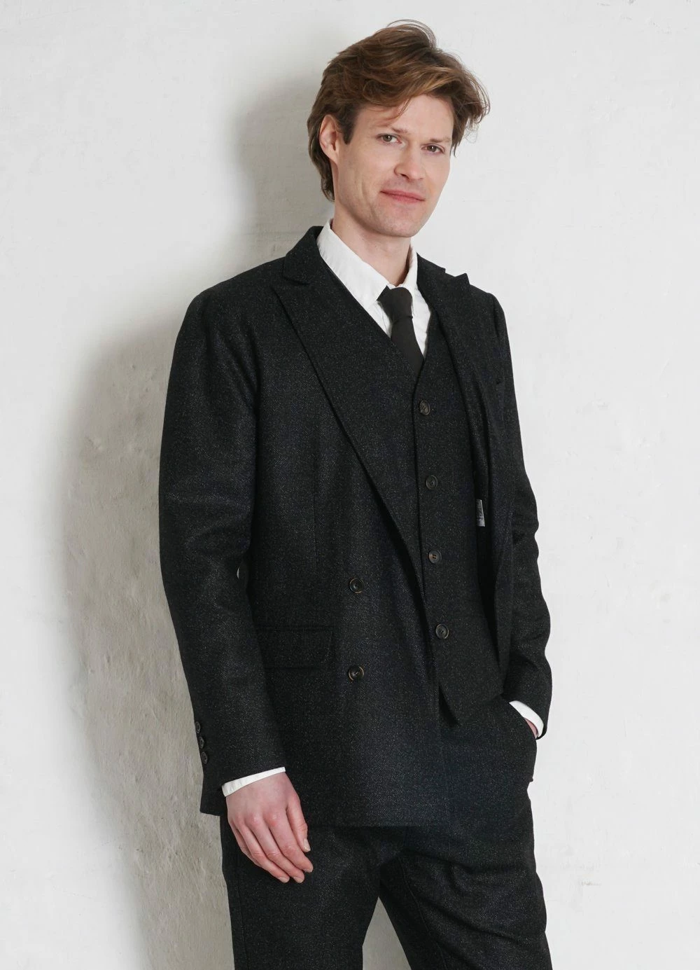 HANSEN GARMENTS WALTER | Classic Double Breasted Blazer | Black Marble - Image 3