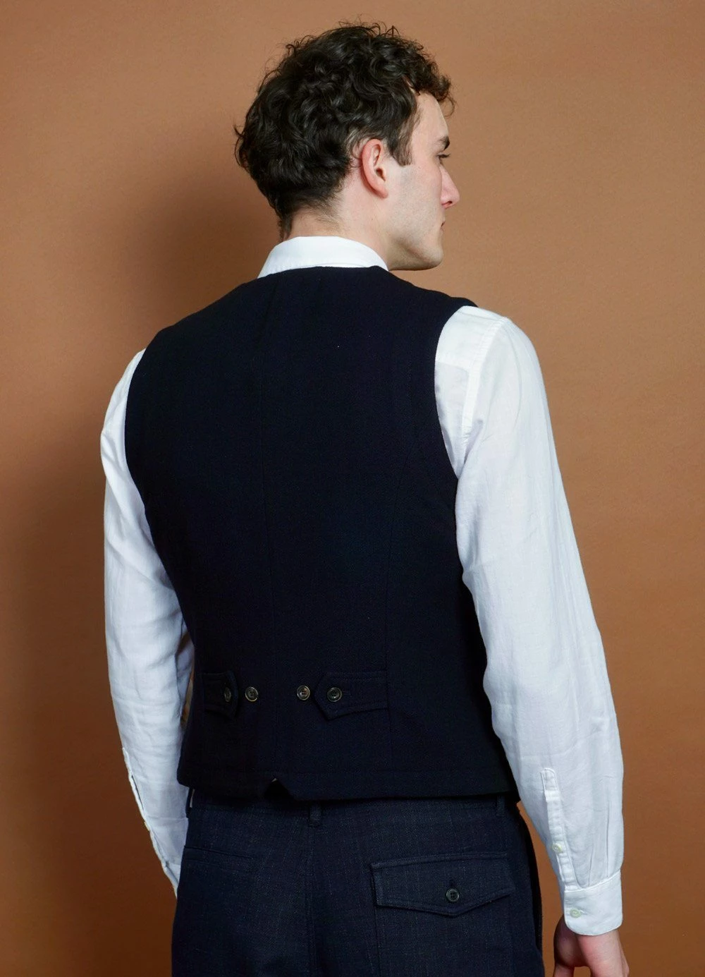 HANSEN GARMENTS WILLIAM | Lapel Waistcoat | Deep Indigo - Image 4
