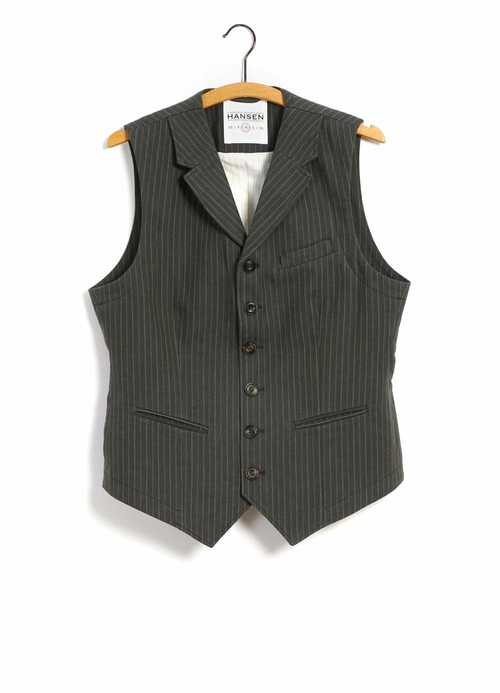 HANSEN GARMENTS WILLIAM | Lapel Waistcoat | Khaki Pin